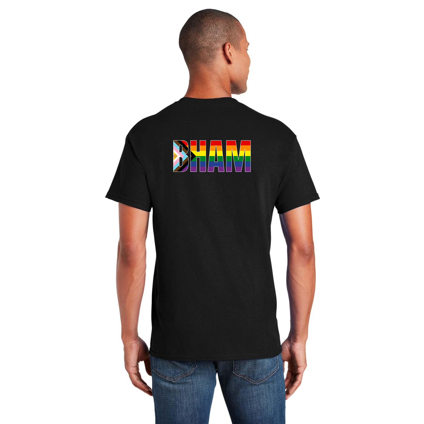 BHAM flag shirt - Back Design w/Al's logo on front