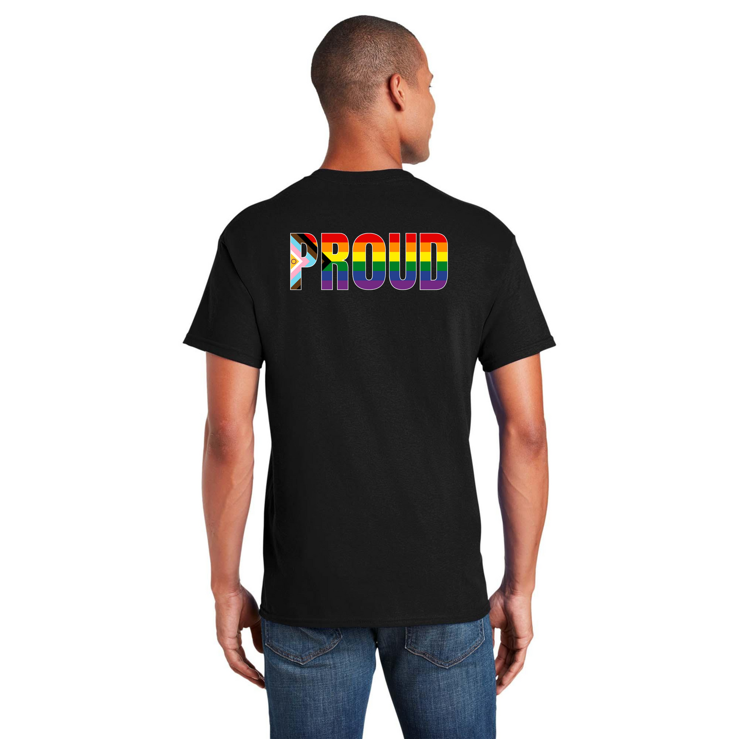 PROUD flag shirt - Back Design w/Al's logo on front