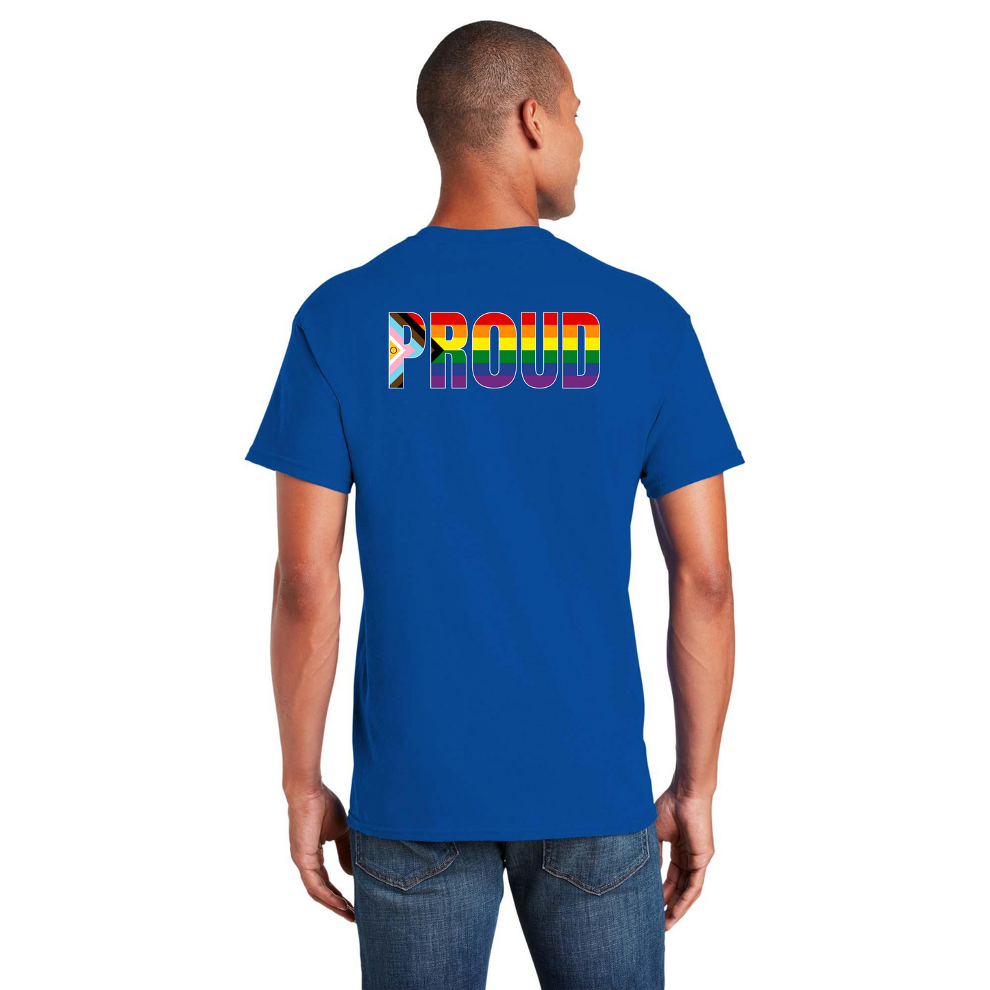 PROUD flag shirt - Back Design w/Al's logo on front