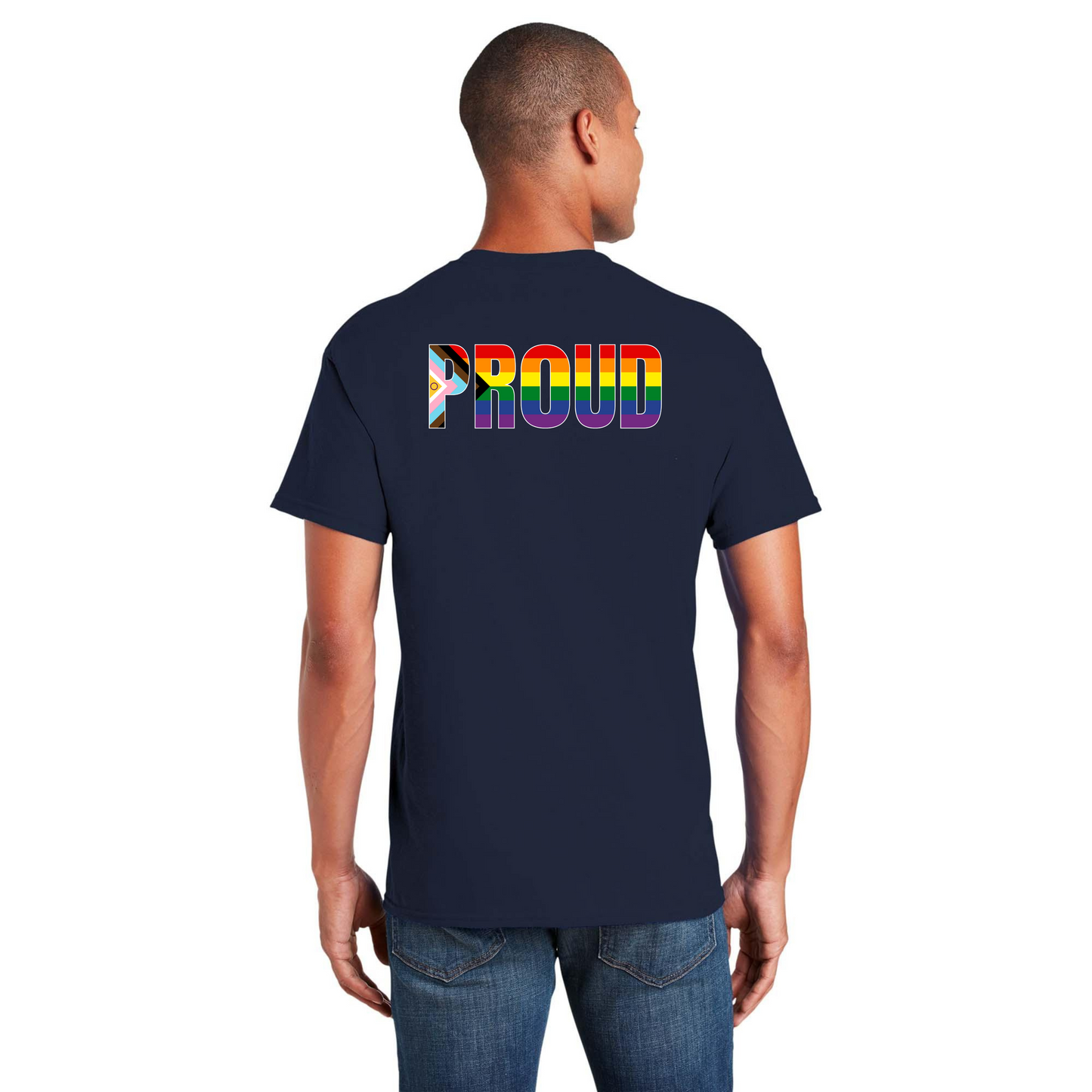 PROUD flag shirt - Back Design w/Al's logo on front
