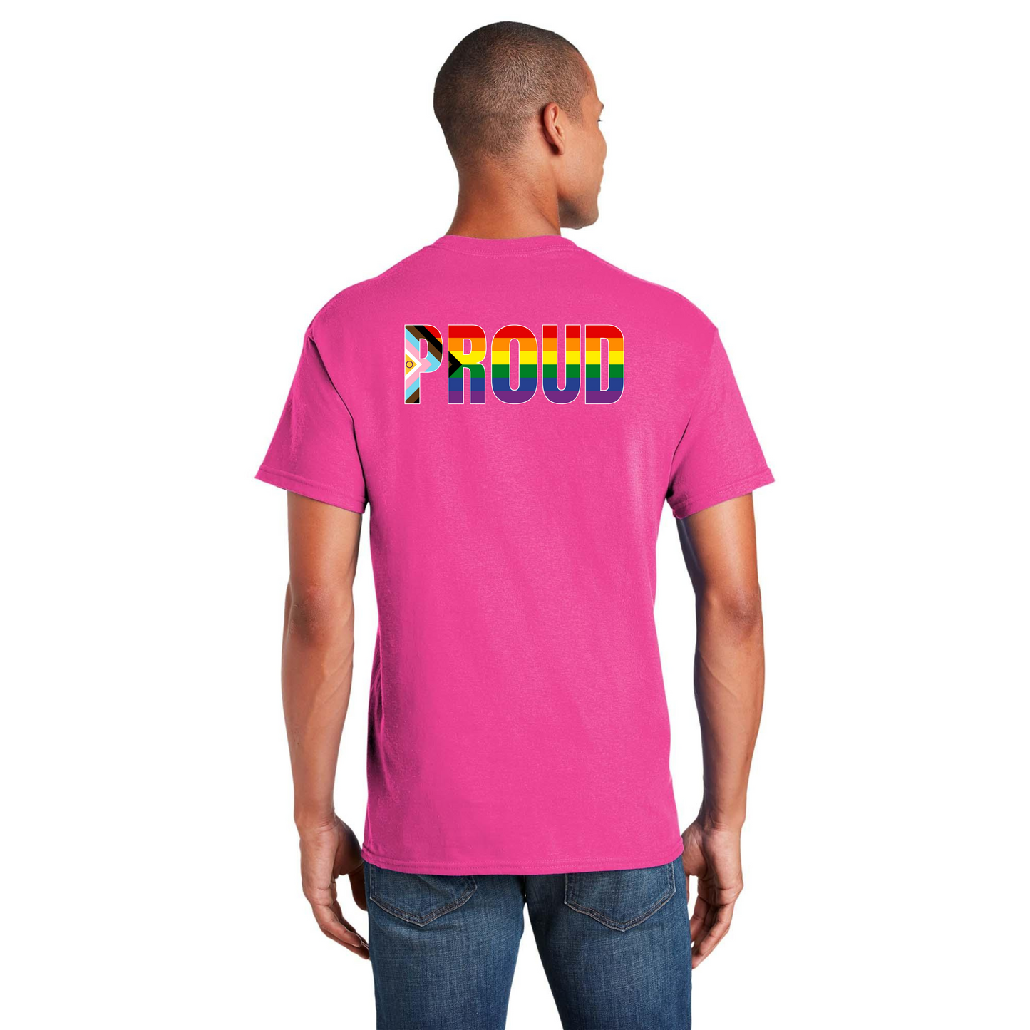 PROUD flag shirt - Back Design w/Al's logo on front