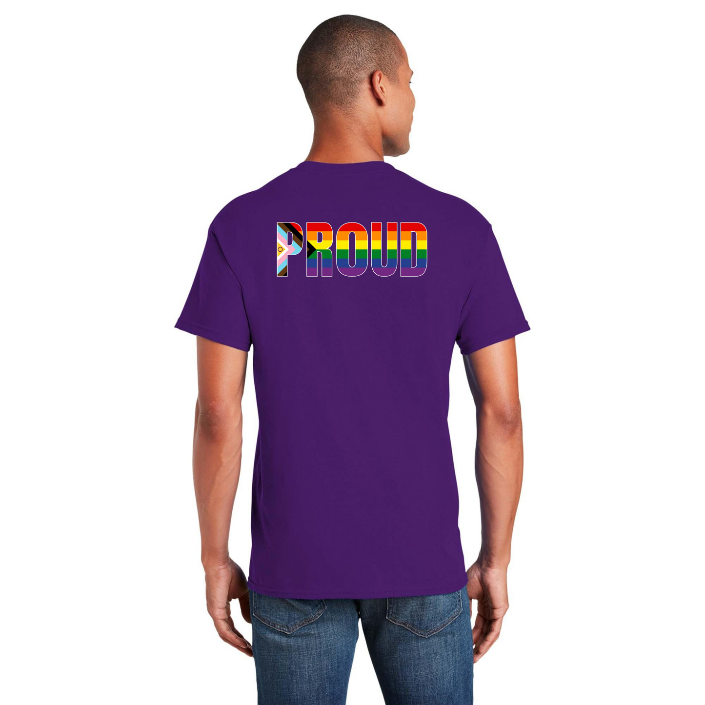 PROUD flag shirt - Back Design w/Al's logo on front