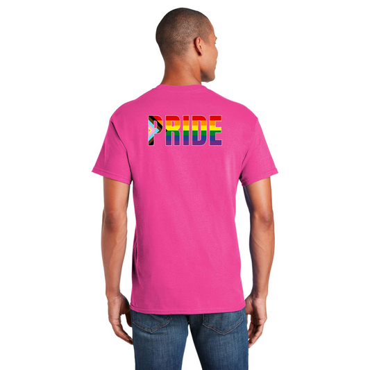 PRIDE flag shirt - Back Design w/Al's logo on front